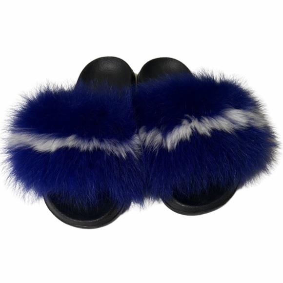 Blue Fuzzy Slides - Picture 1 of 3